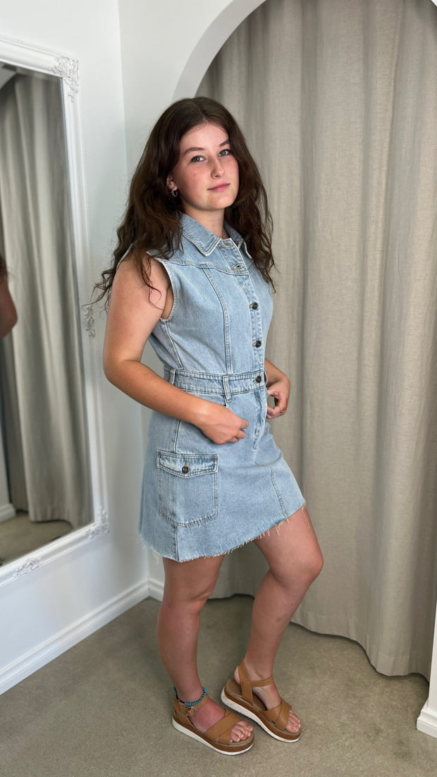 Daisy Sleeveless Denim Dress