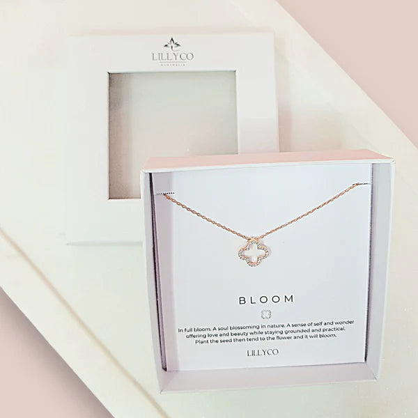 LillyCo Bloom Flower Necklace - RG Boxed