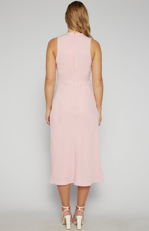 Delilah Cowl Neck Pink Midi Dress