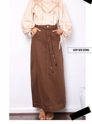 Elidee Chocolate Maxi Denim Skirt