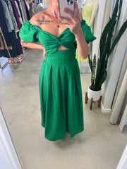 Green Puff Sleeve Maxi Kota Dress