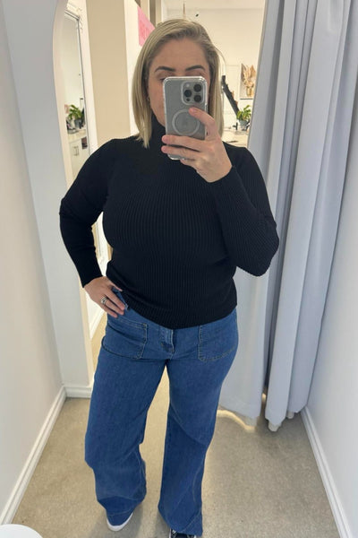 Lottie Turtle Neck Black Long Sleeve Knit