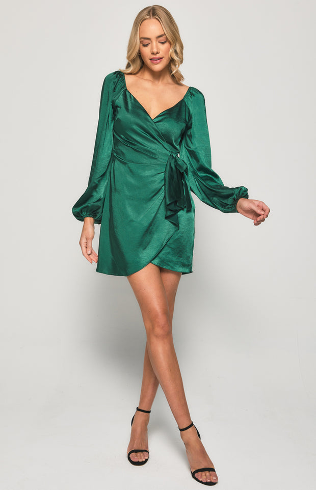 Winston Satin Dress with Front Tie