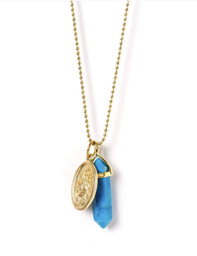 Gold Blue Howlite Necklace