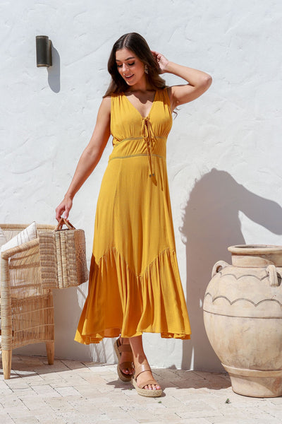 Layla Mustard Boho Dress