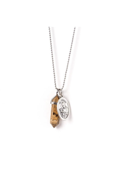 Silver Jasper Guardian Angel Necklace